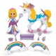 Set Dickie Toys Unicorn Trailer masina Mercedes-Benz AMG 500 cu remorca figurine si accesorii