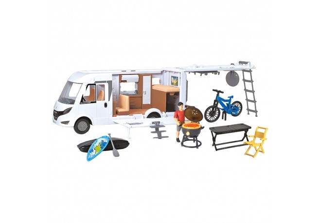 Rulota Dickie Toys Camper Hymer Camping Van Class B cu figurina si accesorii
