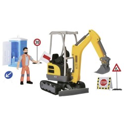 Set Dickie Toys Road Work excavator Neuson figurina semne rutiere si accesorii