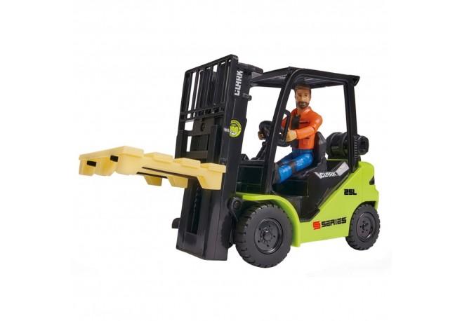 Stivuitor Dickie Toys Clark S25 Forklift cu figurina si accesorii