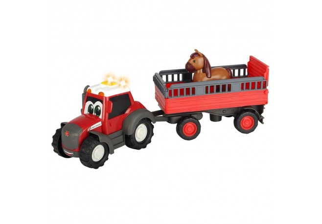 Tractor Dickie Toys Happy Ferguson Animal Trailer cu remorca si figurina