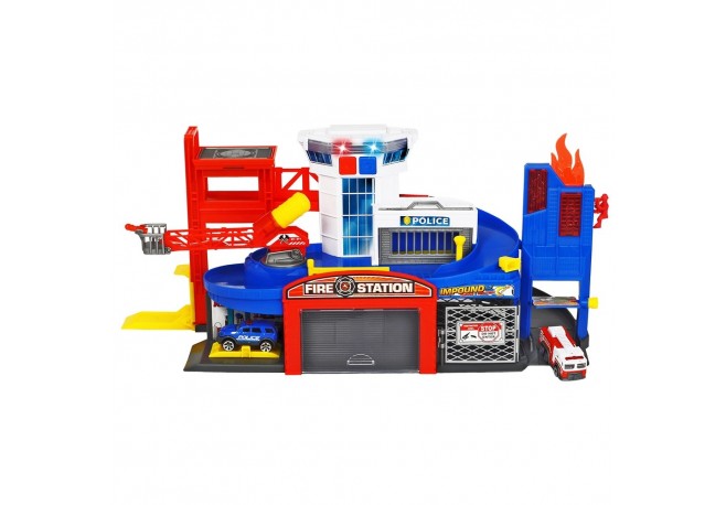 Pista de masini Dickie Toys Fire and Rescue cu 2 masinute