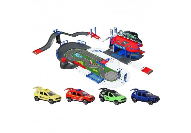 Pista de masini Majorette Creatix Dacia Duster Test Center cu 4 masinute