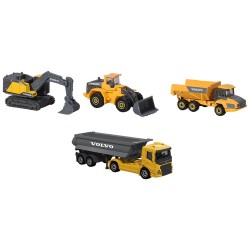 Set Majorette Volvo camion cu remorca camion basculant buldozer si excavator