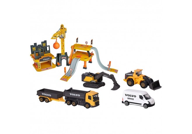 Pista de masini Majorette Creatix Construction cu 5 masinute Volvo