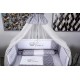 Lenjerie MyKids 10 piese Prince gri-alb cu baldachin 120x60 cm