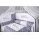 Lenjerie MyKids 10 piese Prince gri-alb cu baldachin 120x60 cm