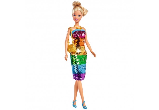 Papusa Simba Steffi Love Swap Deluxe 29 cm cu rochie multicolor