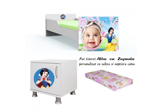 Patut personalizat Alba ca Zapada -saltea+noptiera cadou