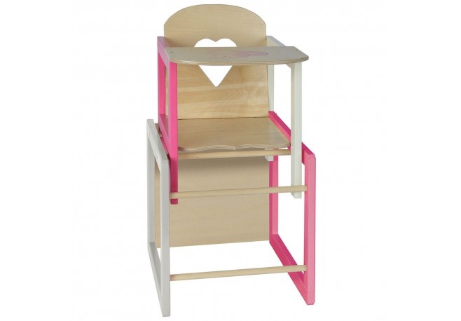 Scaun de masa transformabil pentru papusi Eichhorn Doll's Highchair with table