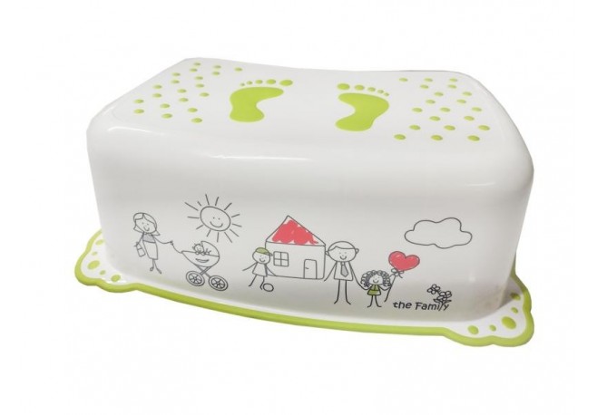 Taburet inaltator baie copii MyKids Family White-Green cu sistem antialunecare