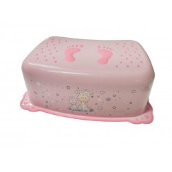 Taburet inaltator baie copii MyKids Giraffe Pink cu sistem antialunecare