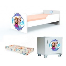 Pat copii Frozen-saltea +noptiera cadou