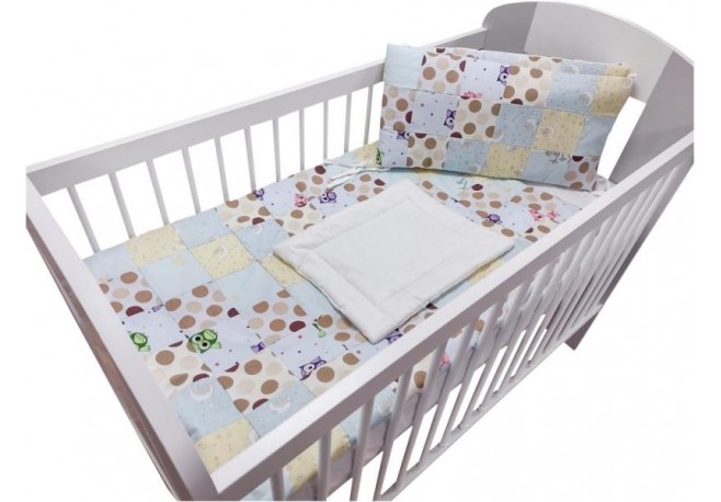 Lenjerie MyKids Mini Patratel Multicolor Buline Maro 4 Piese 120x60