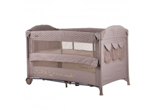 Patut pliabil Chipolino Merida humus linen cu laterala culisanta