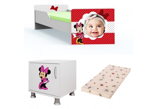 Patut personizat tineret Minnie-saltea+noptiera cadou