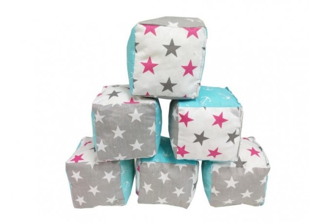 Set 6 cuburi de joaca textile MyKids 10x10 cm