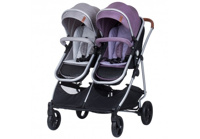 Carucior gemeni Chipolino Duo Smart 2 in 1 anthracite lilac