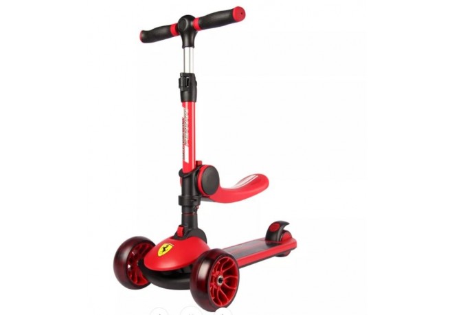 Trotineta pliabila Ferrari Twist rosie cu scaun