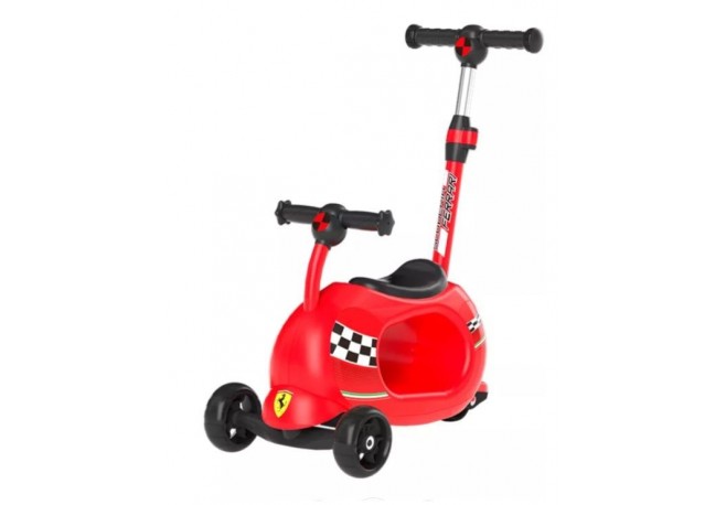 Trotineta pliabila multifonctionala Ferrari 4 in 1 rosie