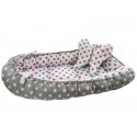Baby Nest 2 Piese MyKids Stars Grey Pink
