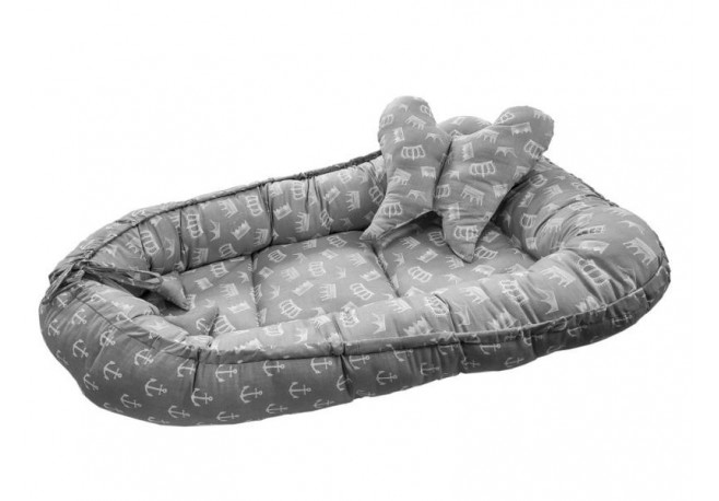 Baby Nest 2 Piese MyKids Crown Grey