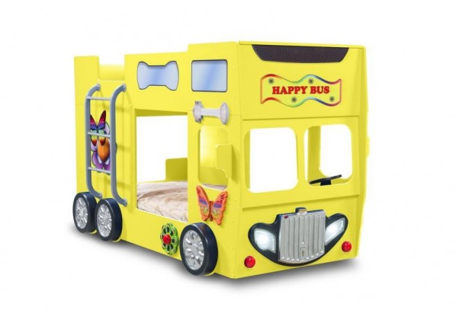 Patut tineret MDF Plastiko Happy Bus Galben 190x90