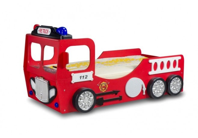 Patut tineret MDF Plastiko Fire Truck Single Rosu 190x90