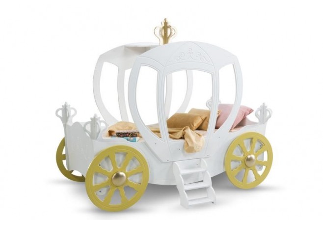 Patut tineret MDF Plastiko Princess Carriage Alb 180x90