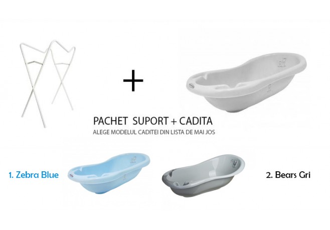 Pachet suport si cadita de baie 100 cm MyKids cu senzor temperatura