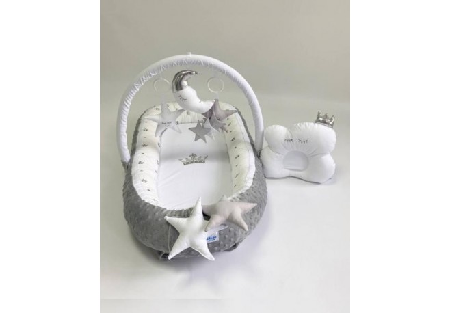 Babynest Plush MyKids 0197 Stars Cloud Gray