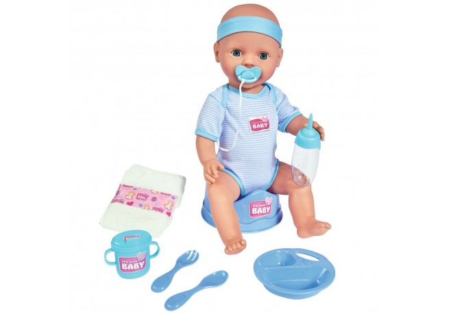 Papusa Simba New Born Baby Baby Doll 43 cm cu accesorii albastru