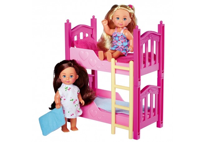 Set Simba Evi Love 2 Floor Bed cu 2 papusi 12 cm si pat supraetajat