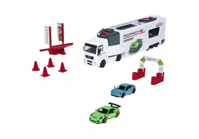Camion Majorette MAN Tgx Porsche Experience cu 2 masinute