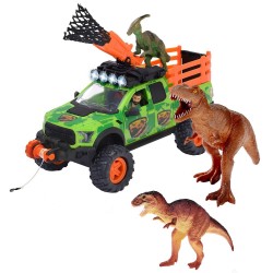 Masina Dickie Toys Dino Hunter cu 4 figurine