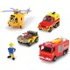 Pista de masini Dickie Toys Fireman Sam Rescue Team Sam Fire cu 3 masinute 1 elicopter si o figurina