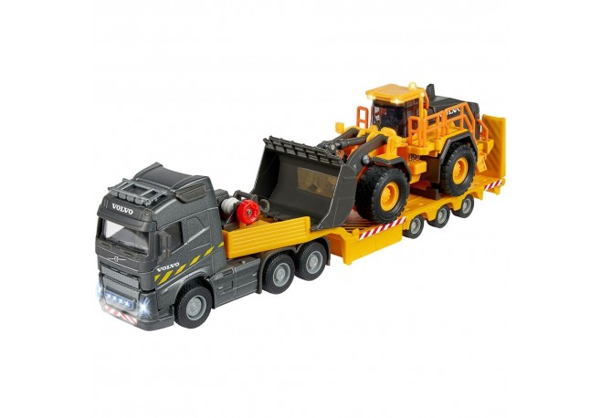 Camion Majorette Volvo cu remorca si buldozer