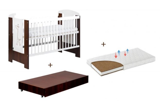 Patut Cu Sertar Klups Little Giraffe Wenge + Saltea 8 MyKids MyDreams II