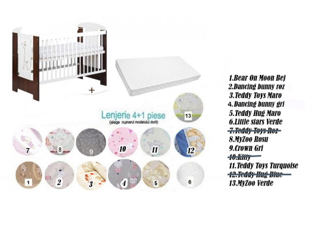 Pachet 3 in 1 Patut Little Giraffe Wenge 120x60