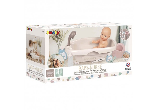 Set Smoby Baby Nurse cadita olita si accesorii pentru papusi