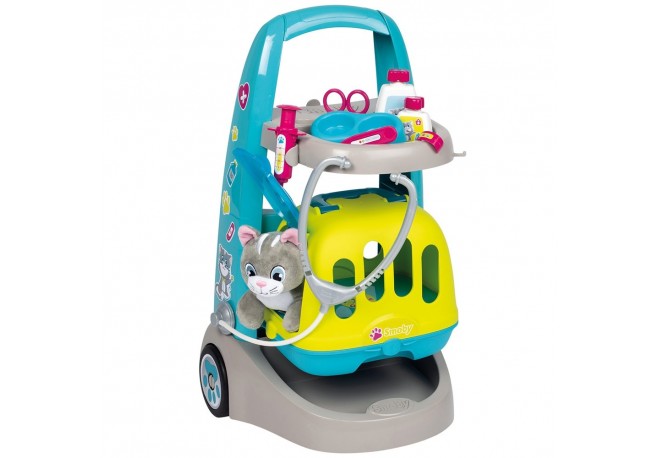 Jucarie Smoby Set veterinar cu carucior si pisica