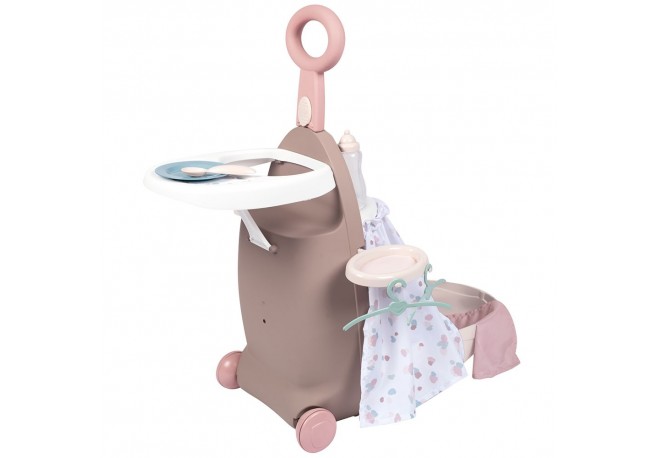 Valiza multifunctionala pentru papusi Smoby Baby Nurse 3 in 1 maro