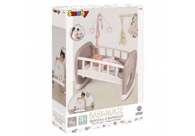 Leagan pentru papusa Smoby Baby Nurse maro cu carusel