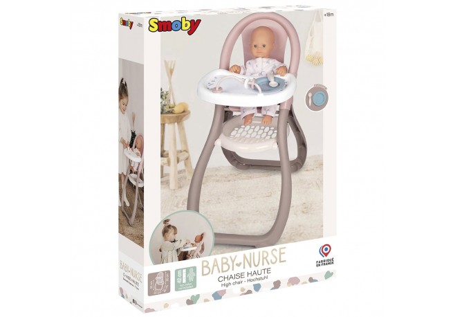 Scaun de masa pentru papusi Smoby Baby Nurse maro