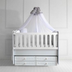 Patut cu leganare si lat. culisabila MyKids Lotus Alb 130x70