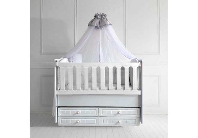 Patut cu leganare si lat. culisabila MyKids Lotus Alb 130x70