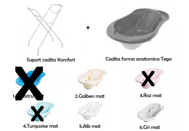 Set suport metalic si cadita anatomica Tega Komfort