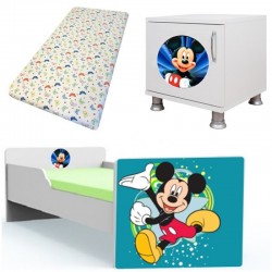 Pat tineret Mickey -saltea si noptiera cadou