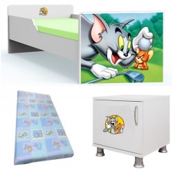 Pat tineret Tom si  Jerry -saltea si noptiera cadou
