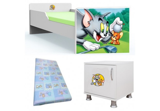 Pat tineret Tom si  Jerry -saltea si noptiera cadou